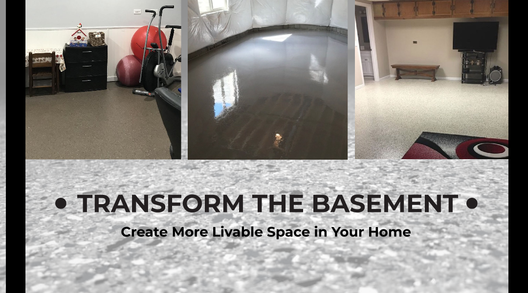 photos of basement floor makeover